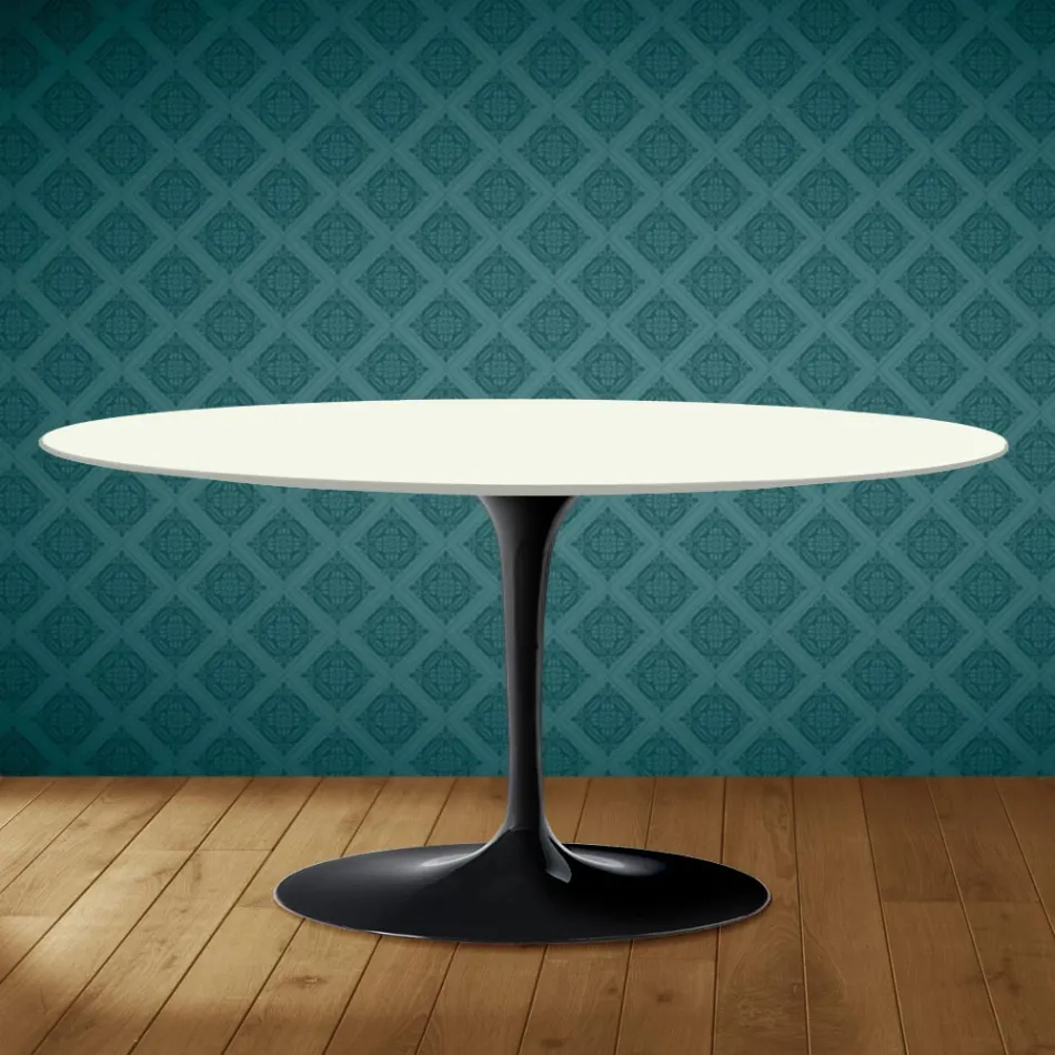 Mesa de centro Saarinen Tulip, oval, 41 cm de altura, cerâmica Moonè, fabricada na Itália - cor escarlate Viadurini