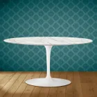 Mesa de centro oval Tulip Saarinen H 41 em cerâmica Morpheus fabricada na Itália - Escarlate Viadurini