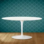 Mesa de centro oval Tulip Saarinen H 41 em cerâmica Rem fabricada na Itália - Escarlate Viadurini