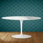 Mesa de centro oval Tulipa Saarinen, 41 cm de altura, em cerâmica Salina, fabricada na Itália - cor Scarlet Viadurini