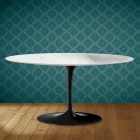 Mesa de centro oval Tulipa Saarinen, 41 cm de altura, em cerâmica Salina, fabricada na Itália - cor Scarlet Viadurini