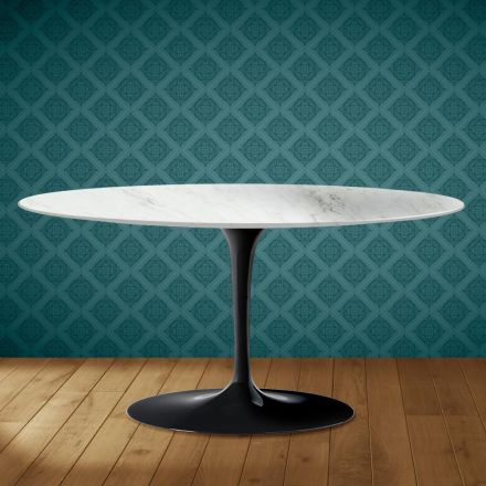 Mesa de centro oval Tulipa Saarinen, 41 cm de altura, em cerâmica Salina, fabricada na Itália - cor Scarlet Viadurini