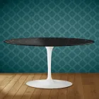 Mesa de centro oval Tulipa Saarinen, 41 cm de altura, em cerâmica Somnia, fabricada na Itália - cor Scarlet Viadurini