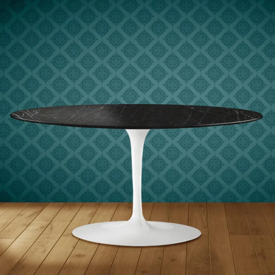 Mesa de centro oval Tulipa Saarinen, 41 cm de altura, em cerâmica Somnia, fabricada na Itália - cor Scarlet Viadurini