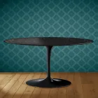 Mesa de centro oval Tulipa Saarinen, 41 cm de altura, em cerâmica Somnia, fabricada na Itália - cor Scarlet Viadurini
