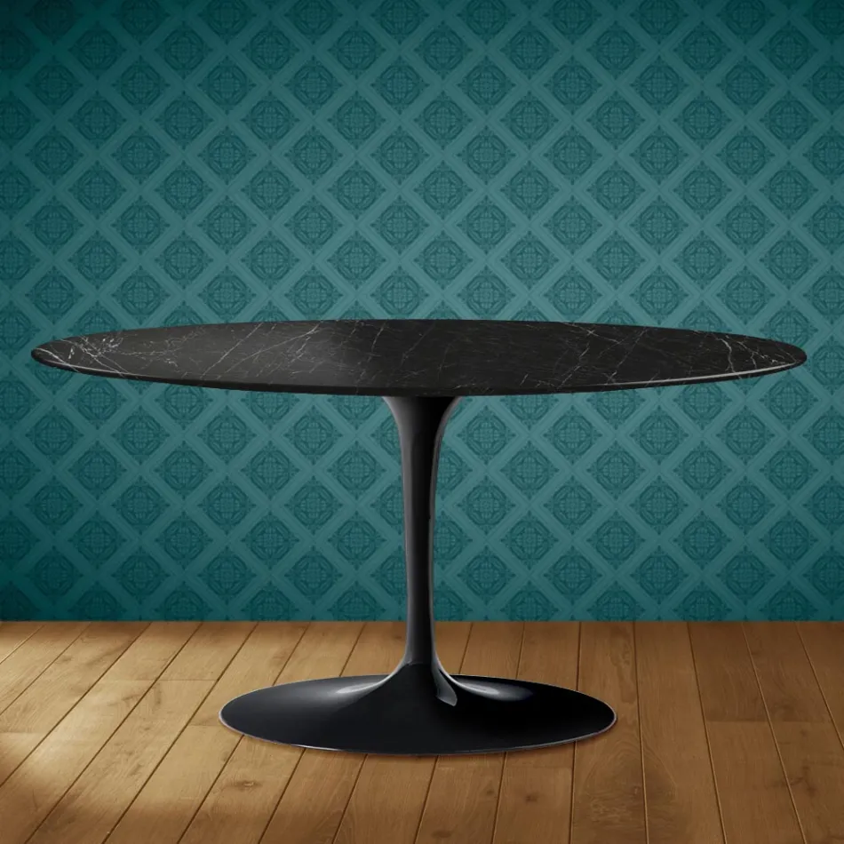 Mesa de centro oval Tulipa Saarinen, 41 cm de altura, em cerâmica Somnia, fabricada na Itália - cor Scarlet Viadurini