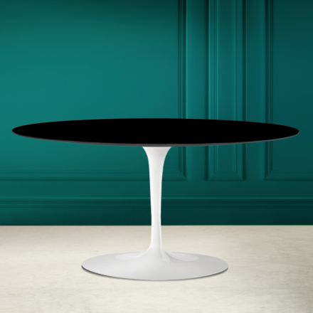 Mesa de centro oval Tulip Saarinen H 41 em preto absoluto feito na Itália - Escarlate Viadurini