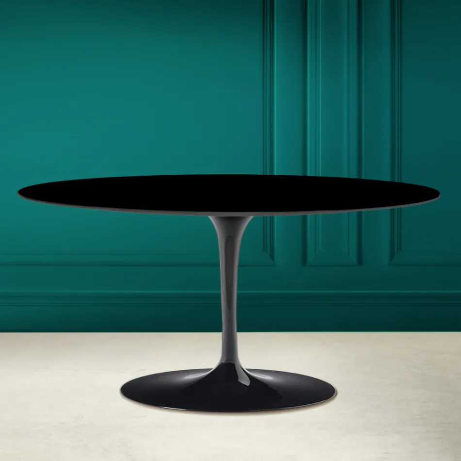 Mesa de centro oval Tulip Saarinen H 41 em preto absoluto feito na Itália - Escarlate Viadurini