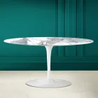 Mesa de centro oval Tulip Saarinen H 41 em Statuario Altissimo Made in Italy - Escarlate Viadurini