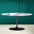 Mesa de centro oval Tulip Saarinen H 41 em Statuario Altissimo Made in Italy - Escarlate Viadurini