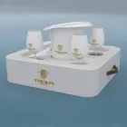 Mesa de centro - bandeja flutuante design faux leather náutico Trona Viadurini