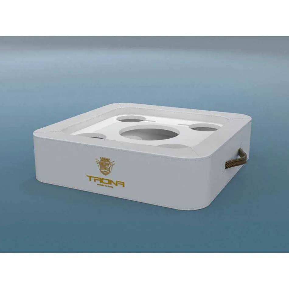 Mesa de centro - bandeja flutuante design faux leather náutico Trona Viadurini