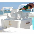 Mesa de café - bandeja flutuante de couro sintético e plexiglas náutico Trona Viadurini