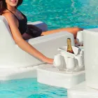 Mesa de café - bandeja flutuante de couro sintético e plexiglas náutico Trona Viadurini