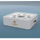 Mesa de café - bandeja flutuante de couro sintético e plexiglas náutico Trona Viadurini