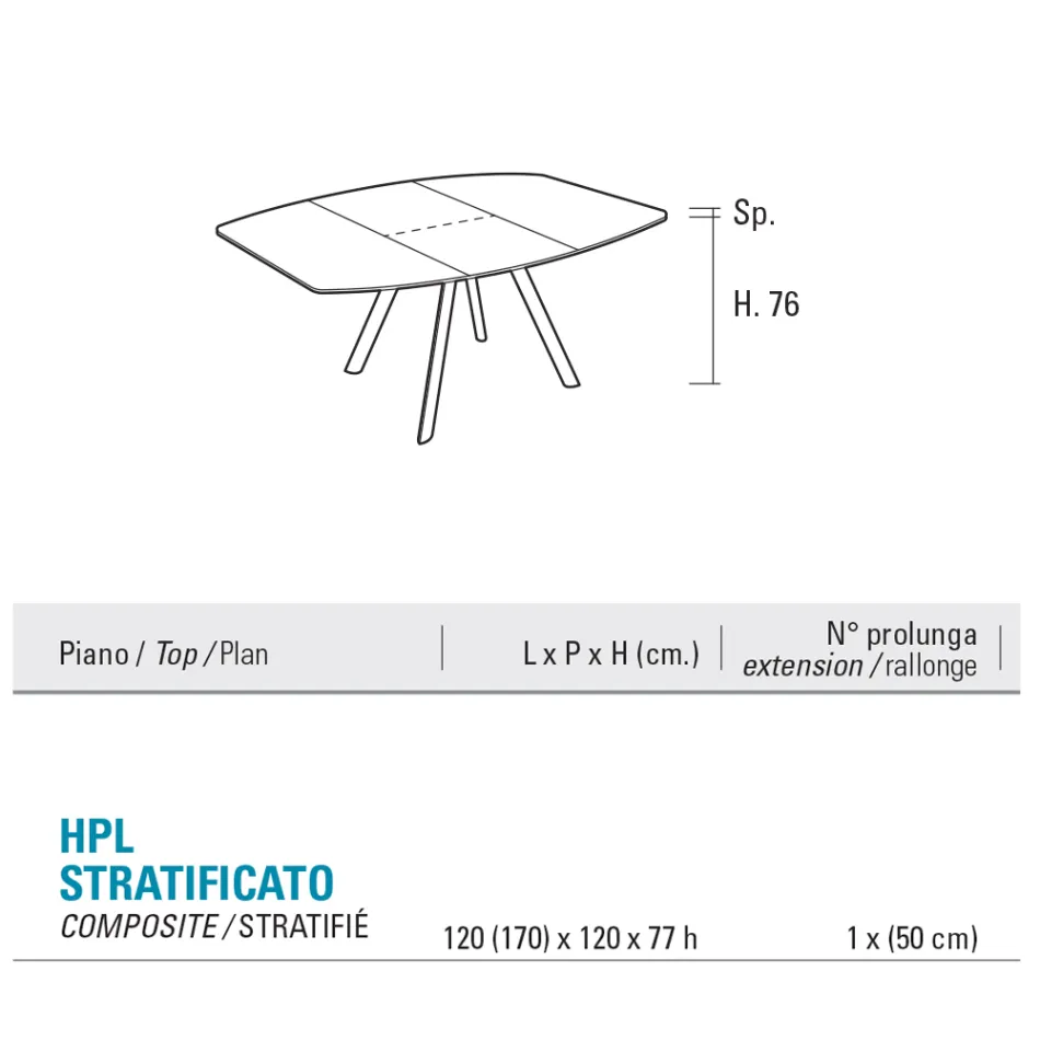Mesa de Barril Extensível até 170 cm em HPL Estratificado - Convivio Viadurini