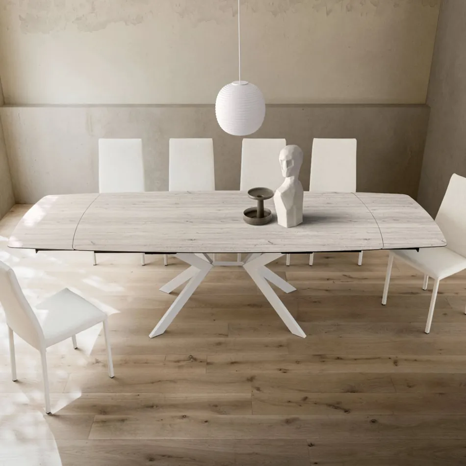 Mesa de Barril Extensível até 240 ou 280 cm em HPL e Metal - Presente Viadurini