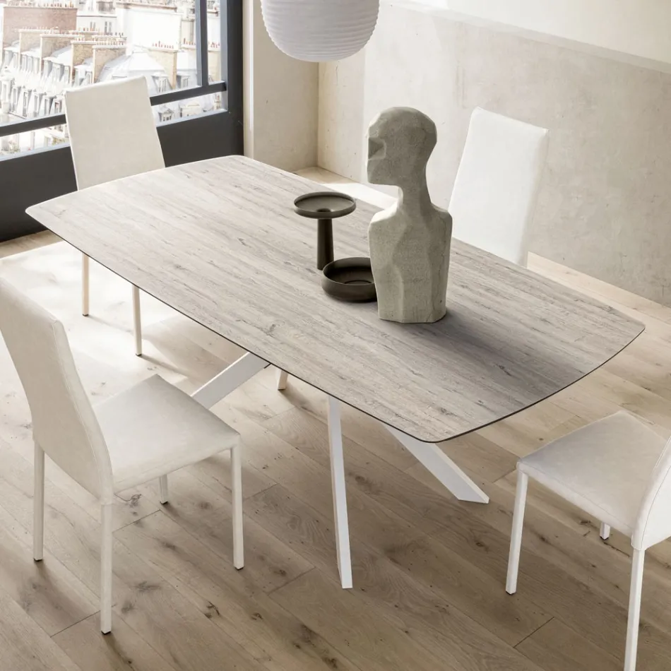 Mesa de Barril Extensível até 240 ou 280 cm em HPL e Metal - Presente Viadurini