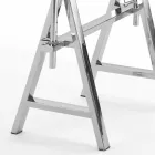 Mesa de aço / vidro regulável em altura (L190xH72 / 74 / 78xP90cm) Cristal Viadurini