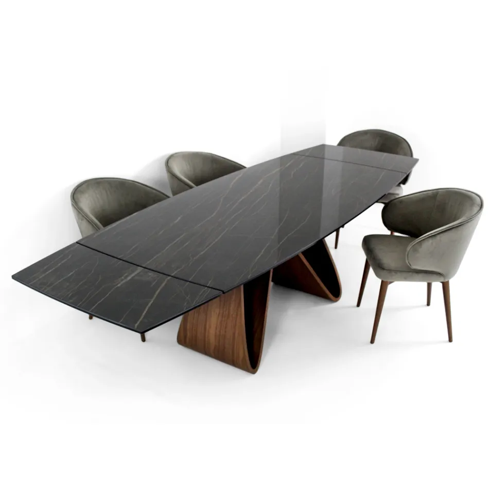 Mesa extensível até 276 cm em Cerâmica Noir Desir Made in Italy - Equator Viadurini