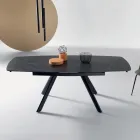 Mesa extensível 140/210x90 cm em pedra sinterizada com efeito mármore - Atrium Viadurini