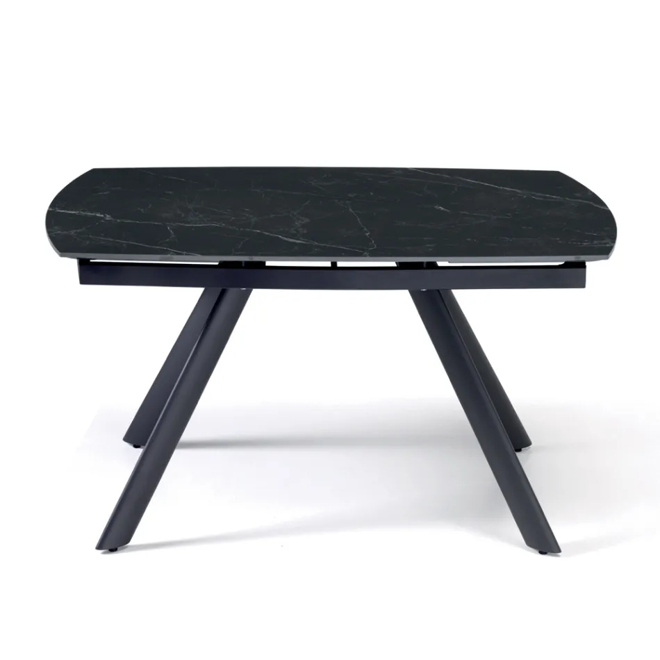 Mesa extensível 140/210x90 cm em pedra sinterizada com efeito mármore - Atrium Viadurini