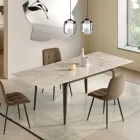 Mesa extensível 160/240x90 cm em pedra sinterizada com efeito mármore - Samus Viadurini