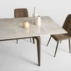Mesa extensível 160/240x90 cm em pedra sinterizada com efeito mármore - Samus Viadurini