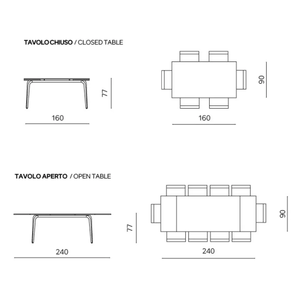 Mesa extensível 160/240x90 cm em pedra sinterizada com efeito mármore - Samus Viadurini