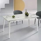 Mesa extensível 160/240x90 cm em pedra sinterizada com efeito mármore - Samus Viadurini