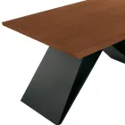 Mesa extensível 160/240x90 cm em nogueira e ferro - Nodo Viadurini