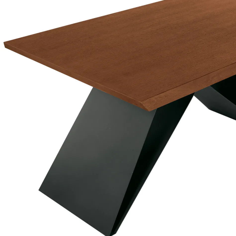 Mesa extensível 160/240x90 cm em nogueira e ferro - Nodo Viadurini