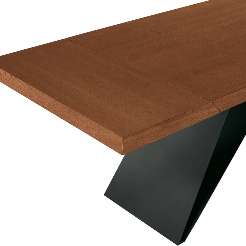 Mesa extensível 160/240x90 cm em nogueira e ferro - Nodo Viadurini