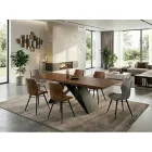 Mesa extensível 160/240x90 cm em nogueira e ferro - Nodo Viadurini