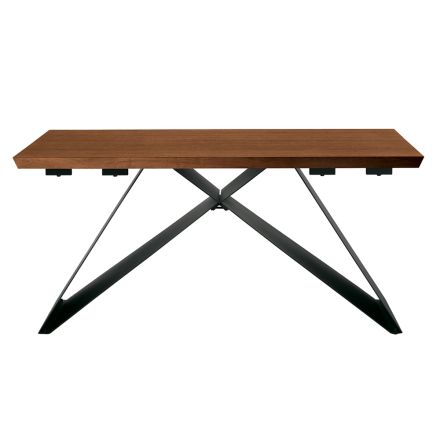 Mesa extensível 160/240x90 cm em nogueira e ferro - Nodo Viadurini
