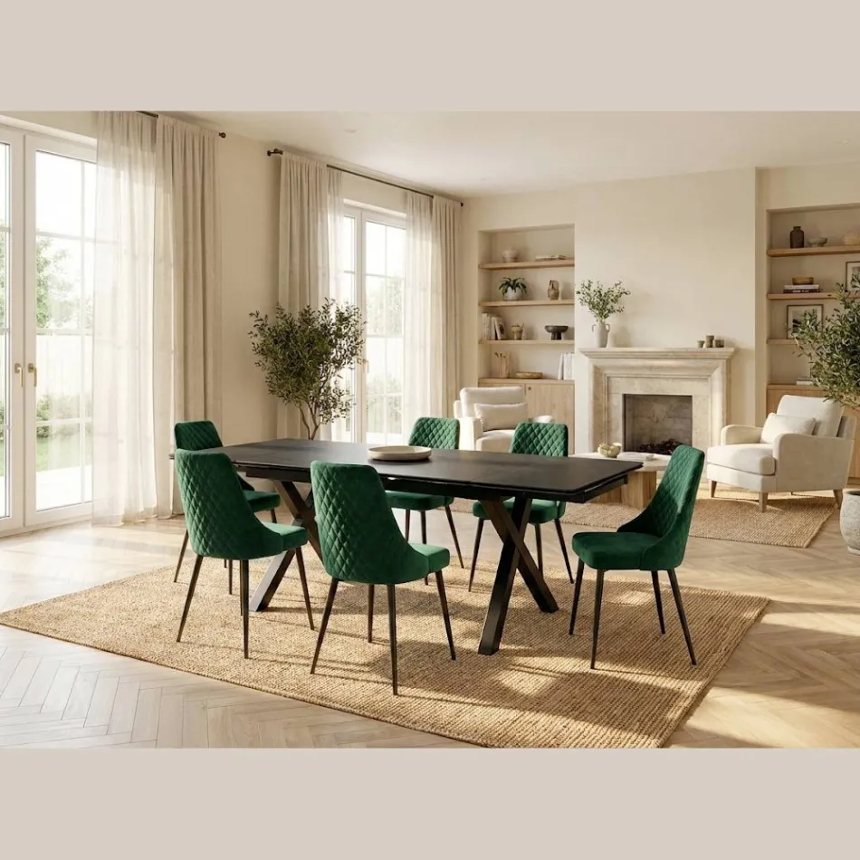 Mesa extensível 160/240x90 cm em vitrocerâmica - Master Viadurini