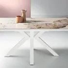 Mesa extensível 160/240x91 cm em pedra sinterizada com efeito mármore - Palazzo Viadurini