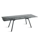Mesa extensível 160/240x91 cm em vidro fumê e base de metal preto - Coluna Viadurini