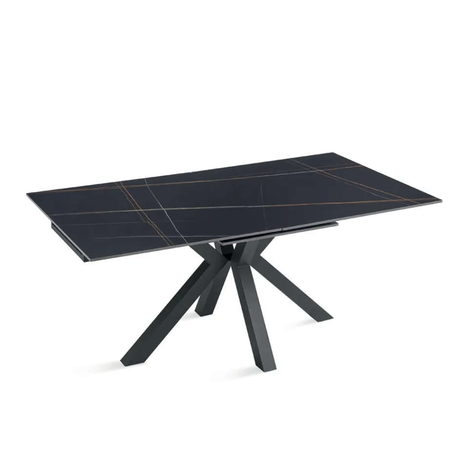 Mesa extensível 180/240x100 cm em pedra sinterizada com efeito mármore - Loggia Viadurini