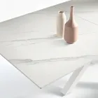 Mesa extensível 180/240x100 cm em pedra sinterizada com efeito mármore - Loggia Viadurini