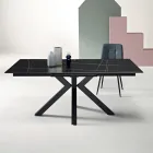 Mesa extensível 180/240x100 cm em pedra sinterizada com efeito mármore - Loggia Viadurini