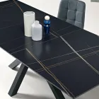 Mesa extensível 180/240x100 cm em pedra sinterizada com efeito mármore - Loggia Viadurini
