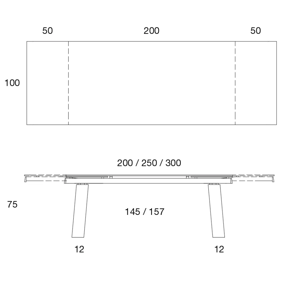 Mesa extensível 3 m Pernas de metal de cerâmica brilhante - Papusca Viadurini