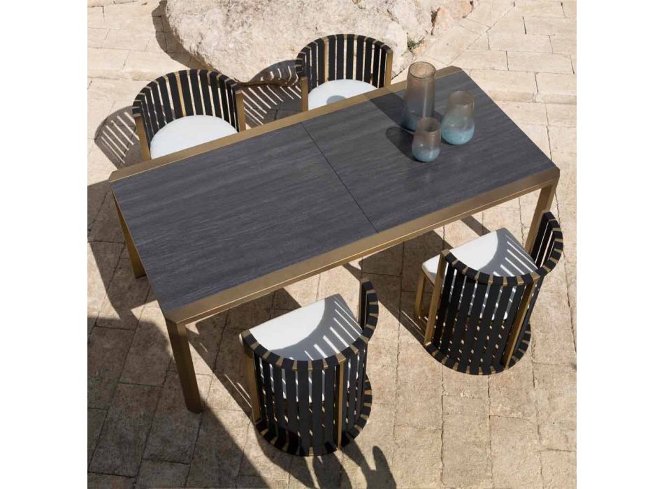 Mesa extensível de jantar ao ar livre de 340 cm em alumínio e vidro ou laminam - Julie Viadurini