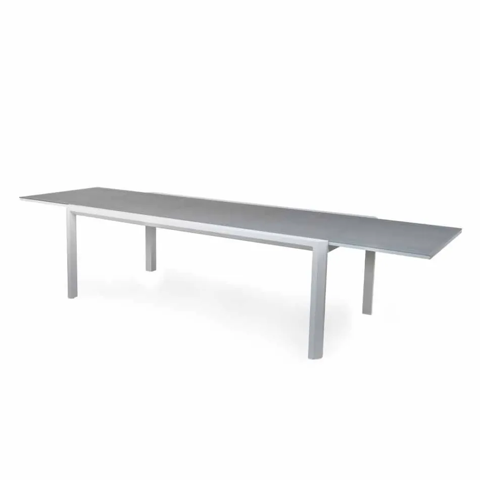 Mesa extensível de jantar ao ar livre de 340 cm em alumínio e vidro ou laminam - Julie Viadurini