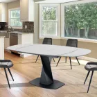Mesa Extensível até 165 cm em Metal e Cerâmica - Boccanera Viadurini