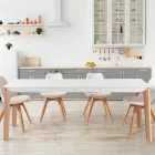 Mesa extensível até 180 cm com pés em madeira maciça de carvalho e ruténio Viadurini