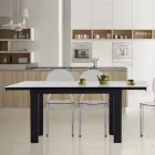 Mesa extensível até 180 cm em Acabamento Mármore Branco - Brotola Viadurini