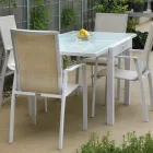 Mesa extensível 180 cm ou 220 cm com tampo de vidro temperado - Cartellina Viadurini