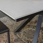 Mesa de Jantar Extensível a 2,8 m em Pernas de Cerâmica e Metal - Paoluccio Viadurini